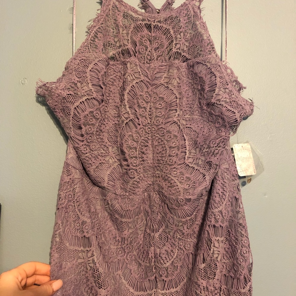 Free people L lace floral dress wedding mauve - Picture 3 of 7